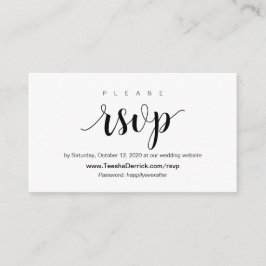 Cartão De Informações Russo Moderno, Script Preto, Gabinete de RSVP on-l