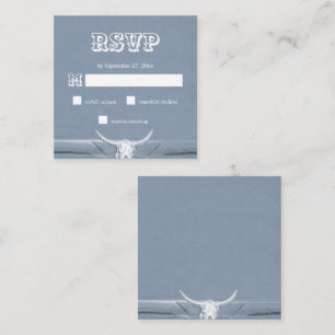 Cartão De Informações Russo Ocidental Dusty Blue Bull Crânio RSVP