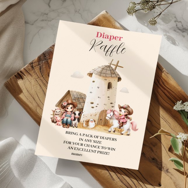 Cartão De Informações Russo Rodeo - Chá de fraldas Raffle (Criador carregado)