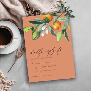 Cartão De Informações Rust Citrus Orange Boho Weding RSVP