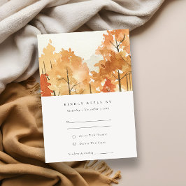 Cartão De Informações Rust Orange Yellow Autumn Fall Trees Weding RSVP