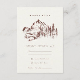 Cartão De Informações Rust Pine Woods Mountain Sketch Wedch RSVP