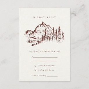 Cartão De Informações Rust Pine Woods Mountain Sketch Wedch RSVP