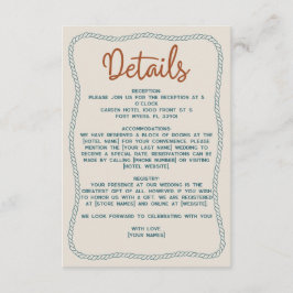 Cartão De Informações Rust Teal Western Rustic Barn Wedding Details
