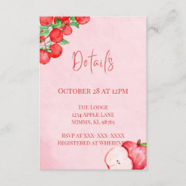 Cartão De Informações Rustic Apple Shower Details Card – Red Watercolor