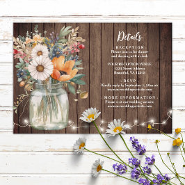 Cartão De Informações Rustic Barn Wood Country Flowers Detalhes Do Casam