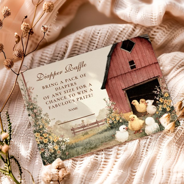 Cartão De Informações Rustic Barnyard Ducklings Diapper Raffle (Criador carregado)