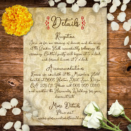 Cartão De Informações Rustic Baroque Floral Mexican Wedding