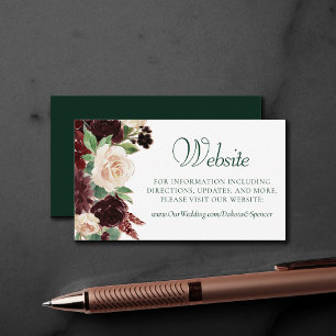 Cartão De Informações Rustic Blooms Terracotta e Marsala Red Website