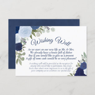 Cartão De Informações Rustic Blue Boho Floral Weding Wishing Good