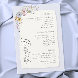 Cartão De Informações Rustic Blush Pink Romantic Wildflower Wedding