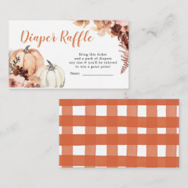 Cartão De Informações Rustic Boho Pumpkin Chá de fraldas Fralda Raffle