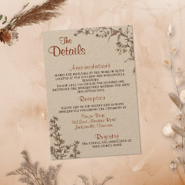 Cartão De Informações Rustic Boho Terracotta Wildlfower Detalhes do Casa