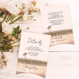 Cartão De Informações Rustic Boho Wood Blush Wildflower Detalhes do Casa