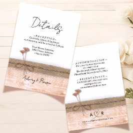 Cartão De Informações Rustic Boho Wood Blush Wildflower Detalhes do Casa