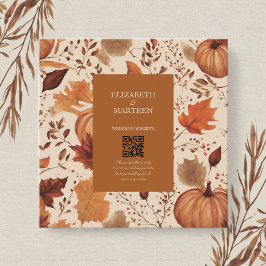 Cartão De Informações Rustic Brown Beige Burnt Orange Floral Autumn