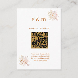 Cartão De Informações Rustic Brown & Blush Floral Wedding Website Card