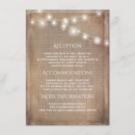 Cartão De Informações Rustic Burlap String Lights Informações De Casamen