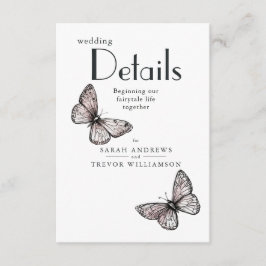 Cartão De Informações Rustic Butterflies Sketch Blush 