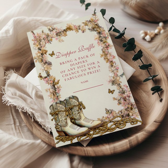 Cartão De Informações Rustic Cowgirl Boots Diapper Raffle (Criador carregado)