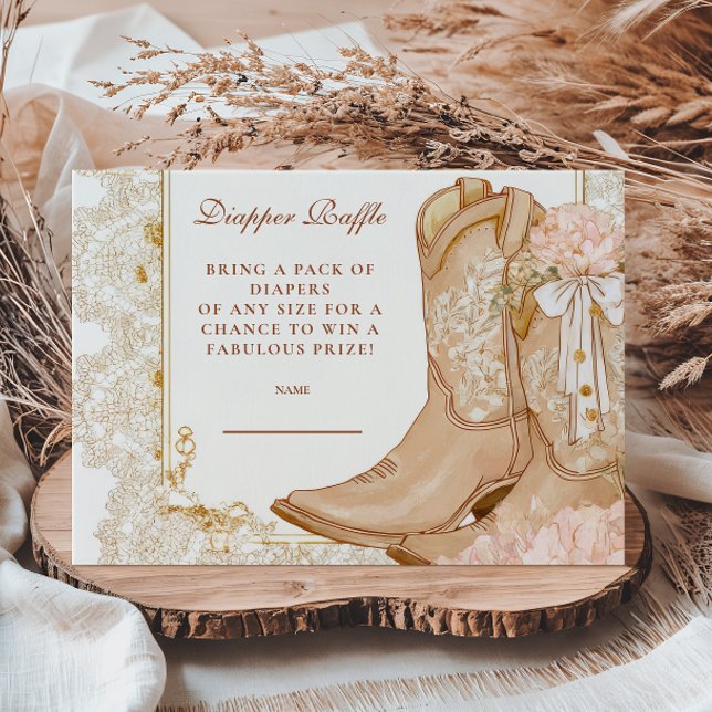 Cartão De Informações Rustic Cowgirl Boots Flora Diapper Raffle (Criador carregado)