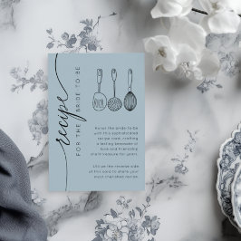 Cartão De Informações Rustic Dusty Blue Bridal Shower Recipe