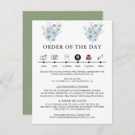 Cartão De Informações rustic dusty blue watercolor flowers & leaves