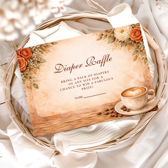 Cartão De Informações Rustic Fall A Baby Is Brewing Diapper Raffle (Criador carregado)