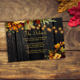 Cartão De Informações Rustic fall floral wood detalhes do convidado de c