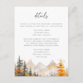 Cartão De Informações Rustic Fall Mountain Pine Forest Wedding Details
