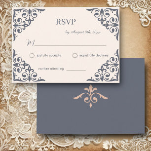 Cartão De Informações Rustic Filigree, RSVP de Casamento