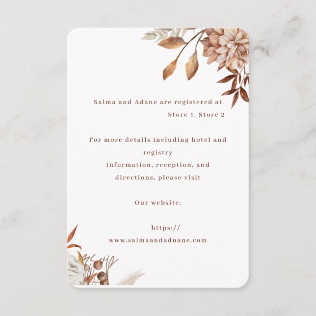 Cartão De Informações Rustic Floral Wedding Enclosure Card – Earthy Eleg (Frente)