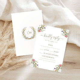 Cartão De Informações Rustic Flower Bloom Bohemian Wedding RSVP Cards