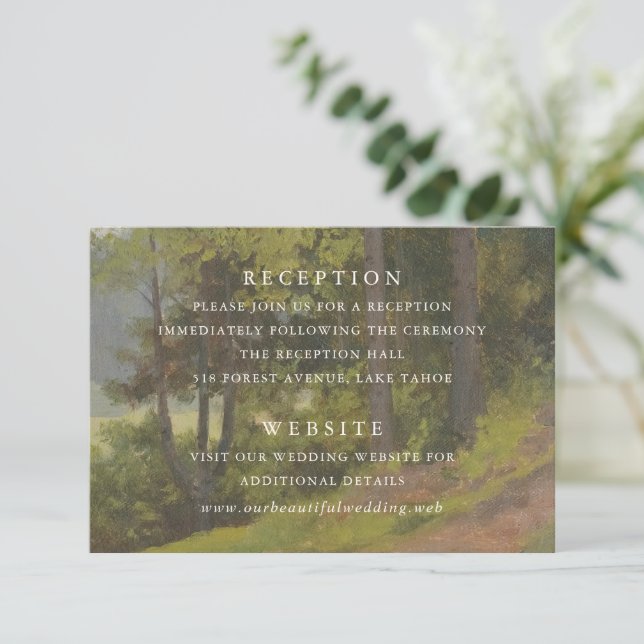 Cartão De Informações Rustic Forest Elegant Wedding (Em pé/Frente)