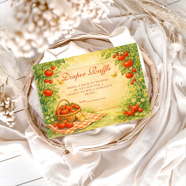 Cartão De Informações Rustic Garden Tomato Diapper Raffle (Criador carregado)