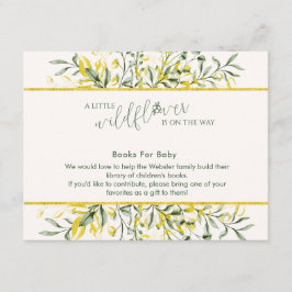 Cartão De Informações Rustic Golden Frame Baby Shower Book for Baby