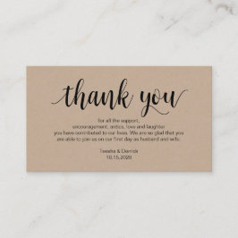 Cartão De Informações Rustic Kraft, Black Script, Casamento Obrigado