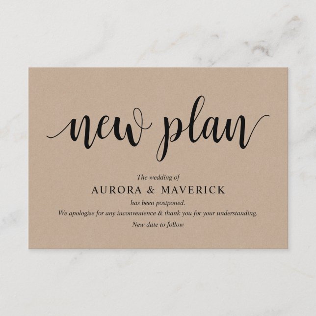 Cartão De Informações Rustic Kraft, Black, Wedding posterga, editável (Frente)