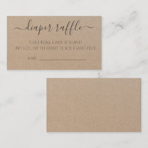 Cartão De Informações Rustic Kraft Paper Fralda Raffle
