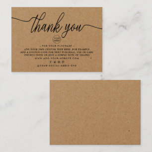 Cartão De Informações Rustic Kraft Simple Script Business Obrigado