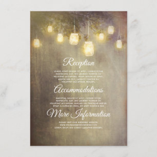 Cartão De Informações Rustic Mason Jar Lights Informações de Casamento C