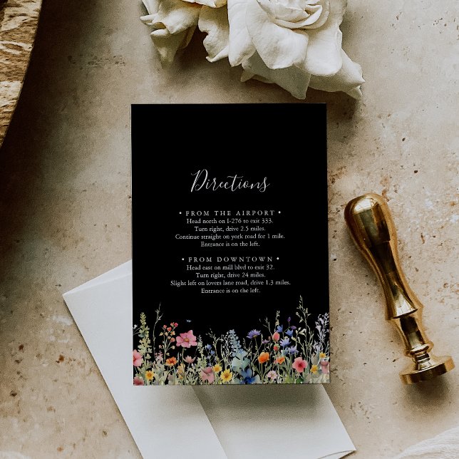 Cartão De Informações Rustic Meadow Botanical Wedding Directions (Criador carregado)
