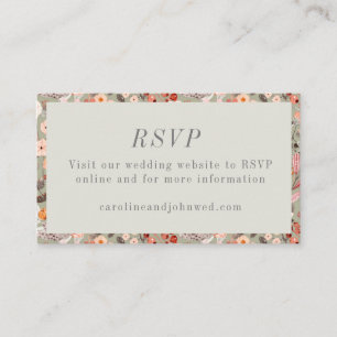 Cartão De Informações Rustic Neutral Terthy Floral Boho Wedding RSVP
