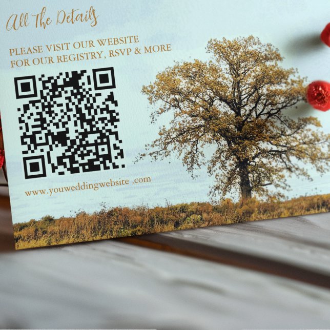 Cartão De Informações Rustic Oak Tree Autumn Wedding Details (Criador carregado)