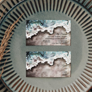 Cartão De Informações Rustic Ocean Wedding Website Enclosure Card