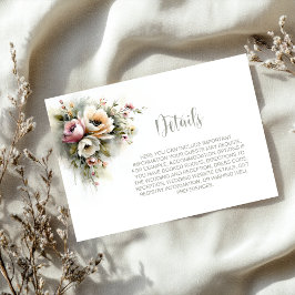 Cartão De Informações Rustic Pink and Orange Floral Wedding Details