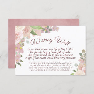 Cartão De Informações Rustic Pink Boho Floral Casamento Wishing Bem-Vind