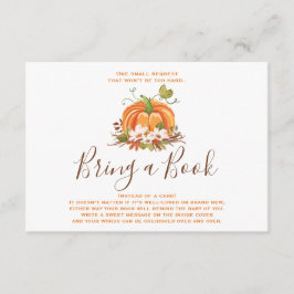 Cartão De Informações Rustic Pumpkin Traga um livro Fall Autumn Chá
