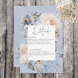 Cartão De Informações Rustic Romantic Dusty Blue Floral Detalhes do Flor