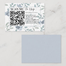 Cartão De Informações Rustic RSVP Código QR Dusty Blue Floral Casamento